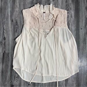 Free People Cream Sleeveless Blouse